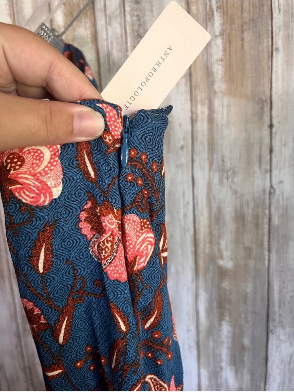 Anthropologie Drapey Floral Flare Bell Bottom Pants Blue Size 0 NWT - Picture 7 of 7